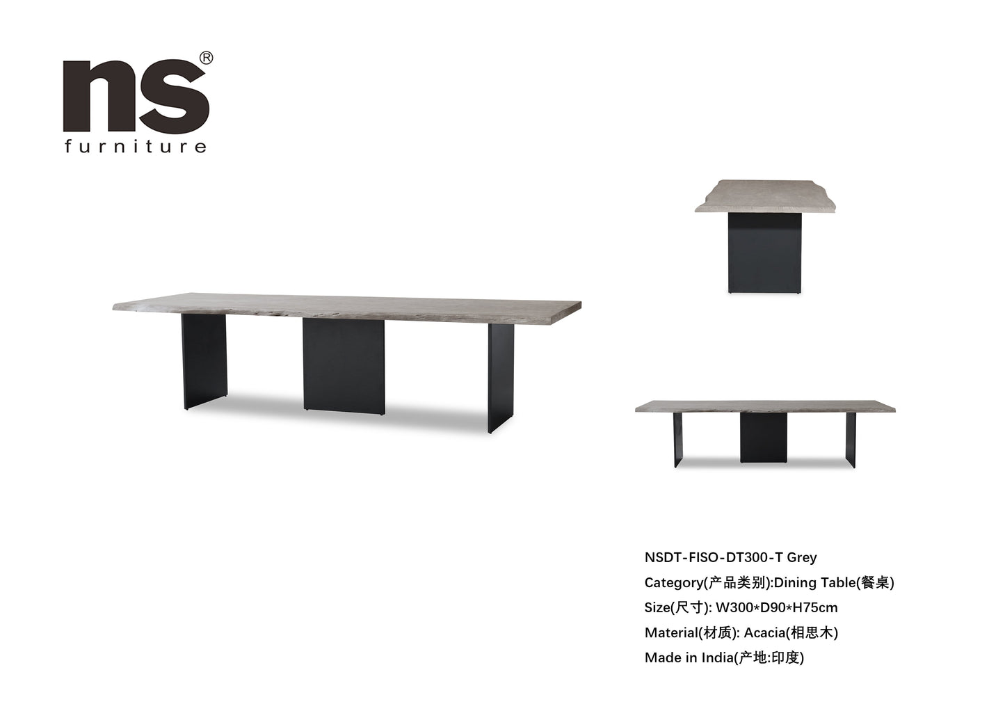 Solid Acacia Wood Long dining Table.Contemporary Accent Table for Dining rooms, Living Rooms and Home Office