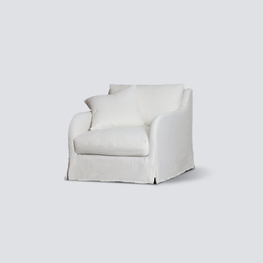 NS Vera Off-White Linen Lounge Chair